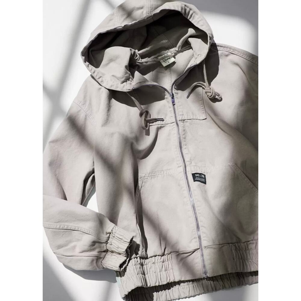 Urban Outfitters BDG Sage Green Heavyweight Canvas Zip-Up Bomber Jacket Winter - Picture 2 of 13